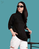 High Neck Longline Top - Black