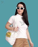 High Neck Graphic Tee - Cream