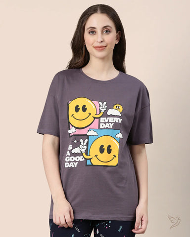 Oversize Tee - Purple Taupe