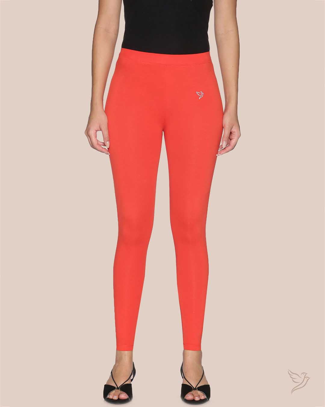 Women Cotton Ankle Legging Fruity Orange Twin Birds Store