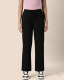 Solid Knitted Palazzo Pants - Carbon Black