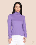Turtle Neck Ribbed Tee - Orchid Lillac