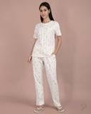 Strawberry Printed Striped  Co-ord Set - Salsa Rosa