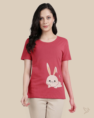 Relaxed fit tee - Garnet Rose