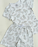 Kids Printed Shorts Co-ord - White