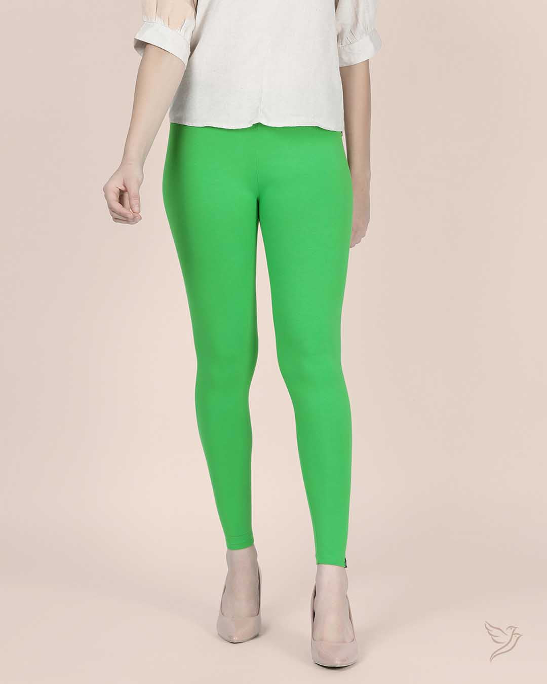 Women Viscose Ankle Legging Parrot Green Twin Birds Store