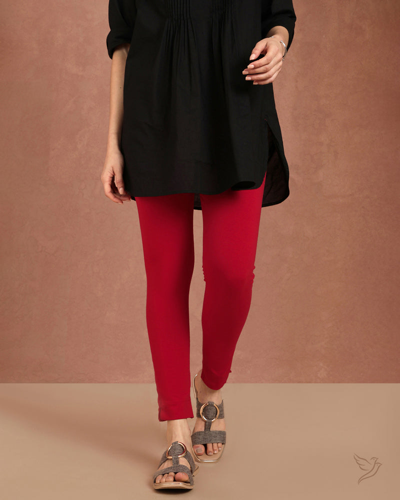 Twin Birds Slim Fit Kurti Pants - Lipstick Stylish Ethnic Wear