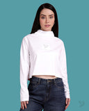 High Neck Oversize Crop Top - White