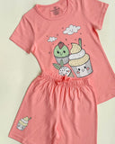 Kids Solid Shorts Co-ord - Camellia Peach