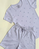 Kids Printed Shorts Co-ord - Pastel Lilac