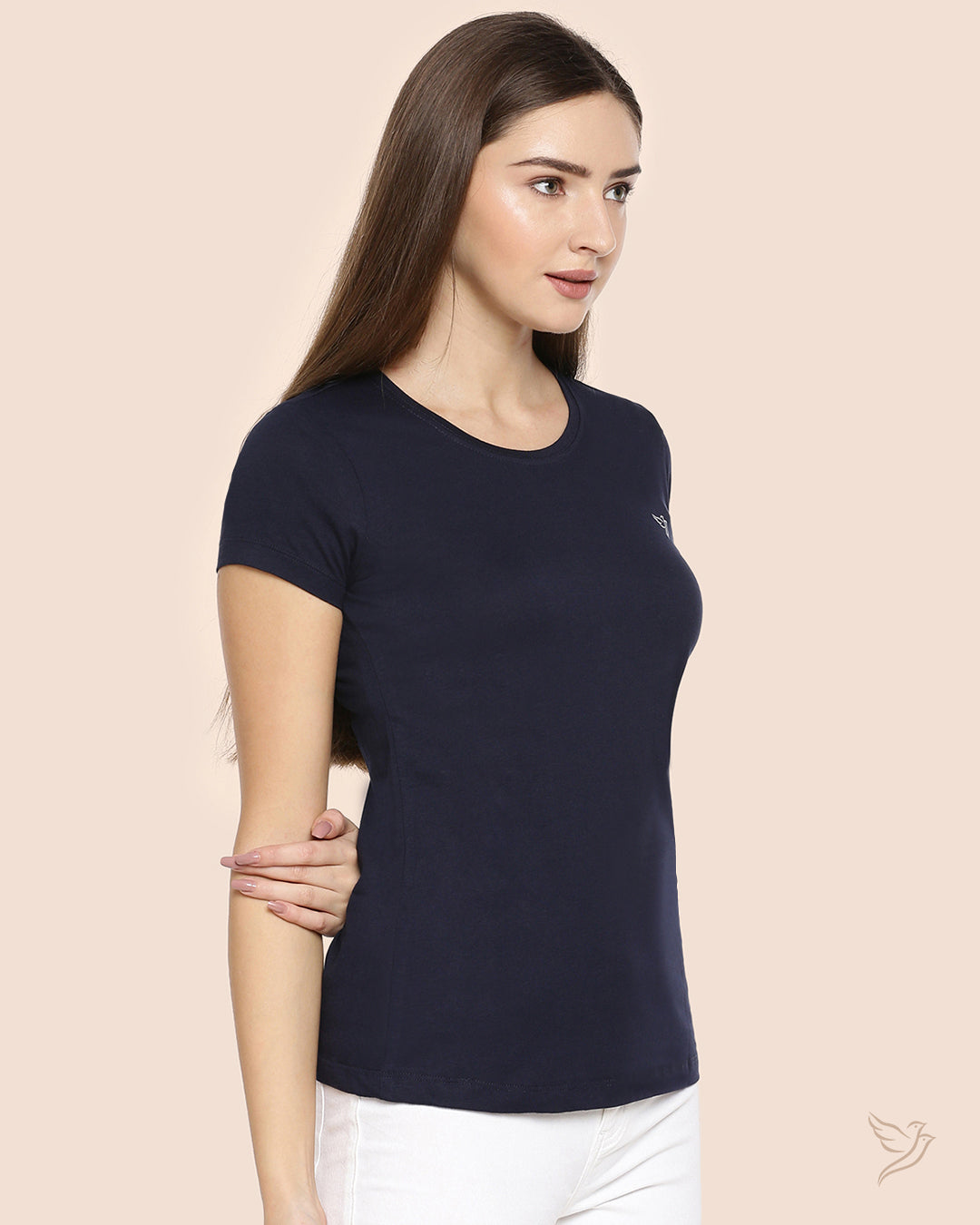 Navy Ribbon Slim Fit Signature Tee for College Girls