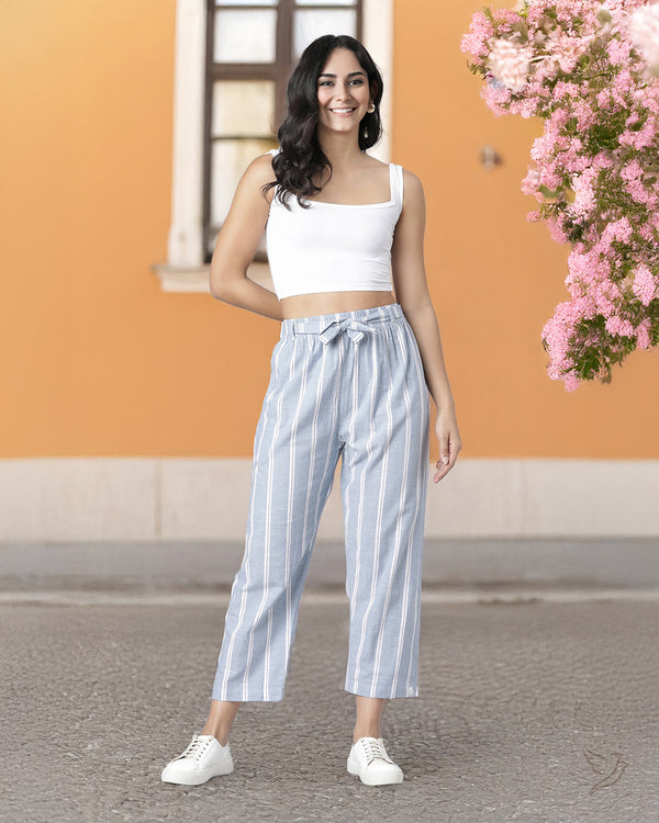 Knotted Striped Palazzo - Moon Shadow