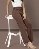 Solid Knitted Palazzo Pants - Mocha Bean