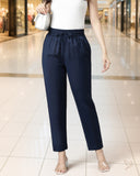 Linen Straight Pant - Navy