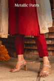 Metallic Straight Pant - Plum Berry