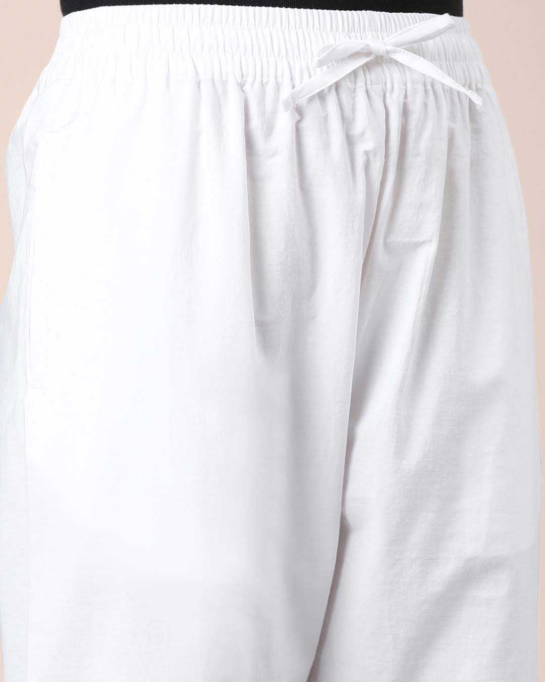 White Cotton Hakoba Straight Pant