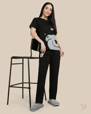 Solid Pant Co-ord - Jet Black