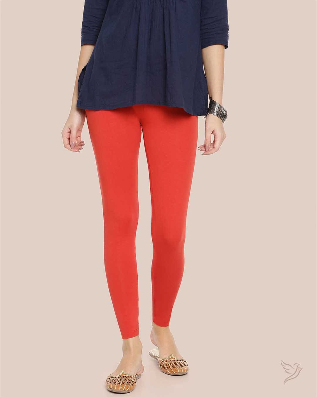 Coral Flame Cotton Ankle Legging