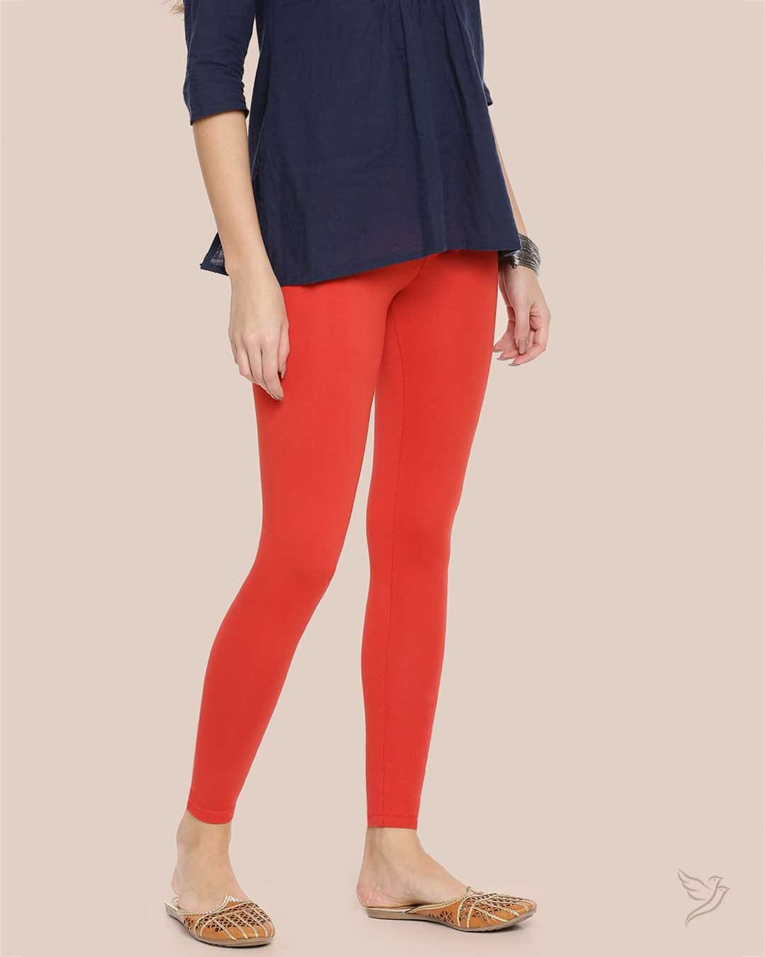 Coral Flame Cotton Ankle Legging for Women