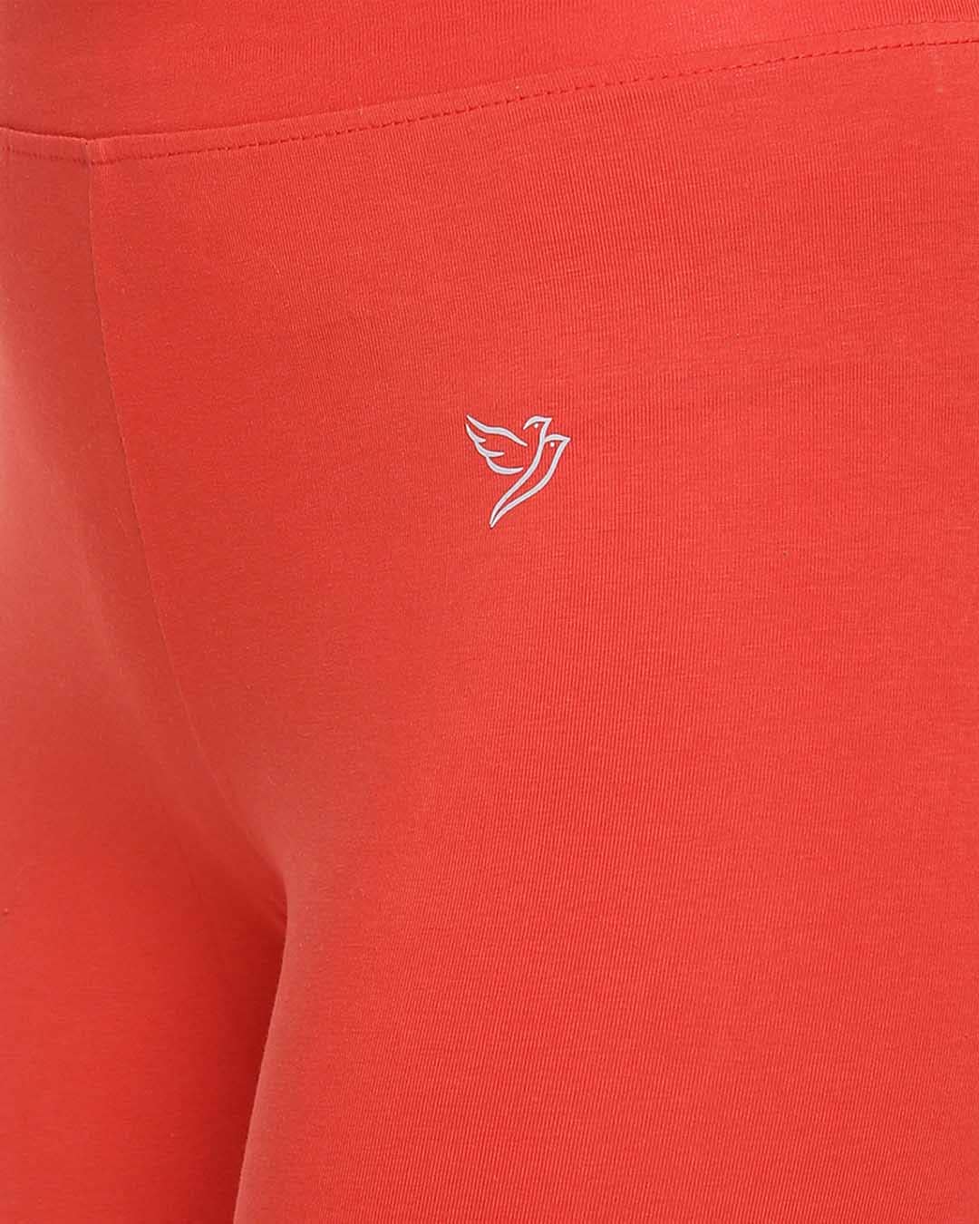 Luxury Coral Flame Cotton Ankle Legging  