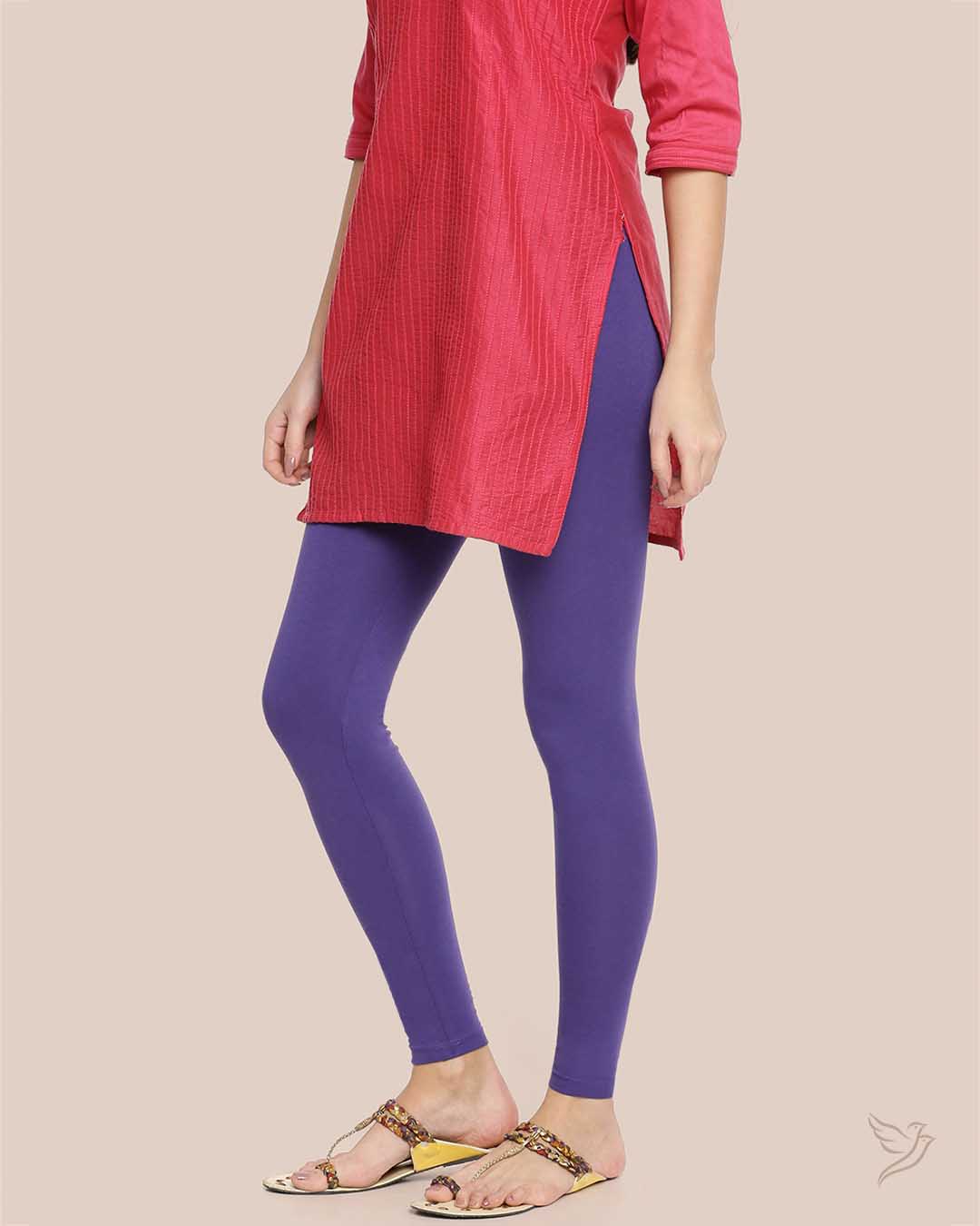 Deep Purple Cotton Ankle Legging for Women