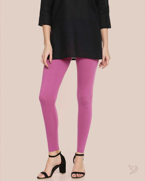 Fuchsia Violet Cotton Ankle Legging