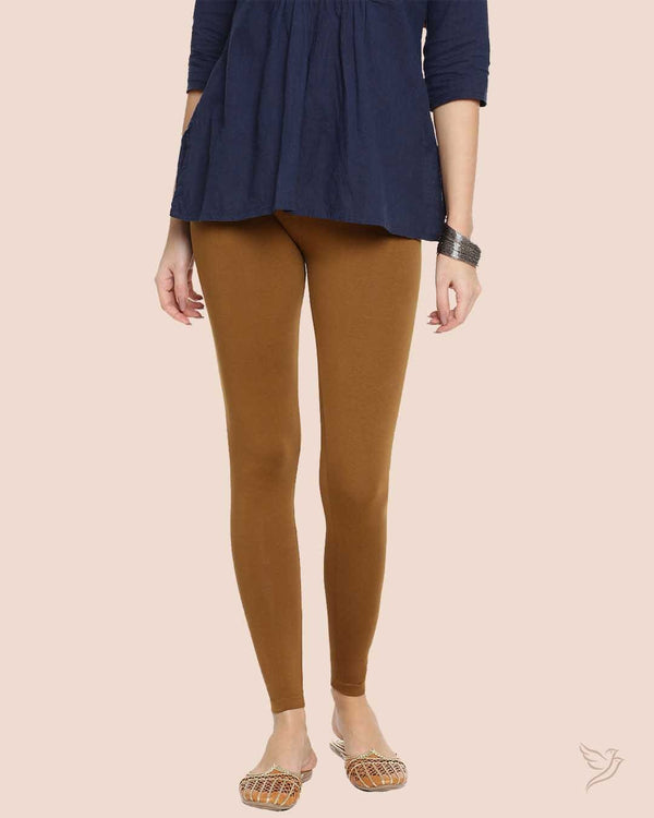 Golden Brown Cotton Ankle Legging