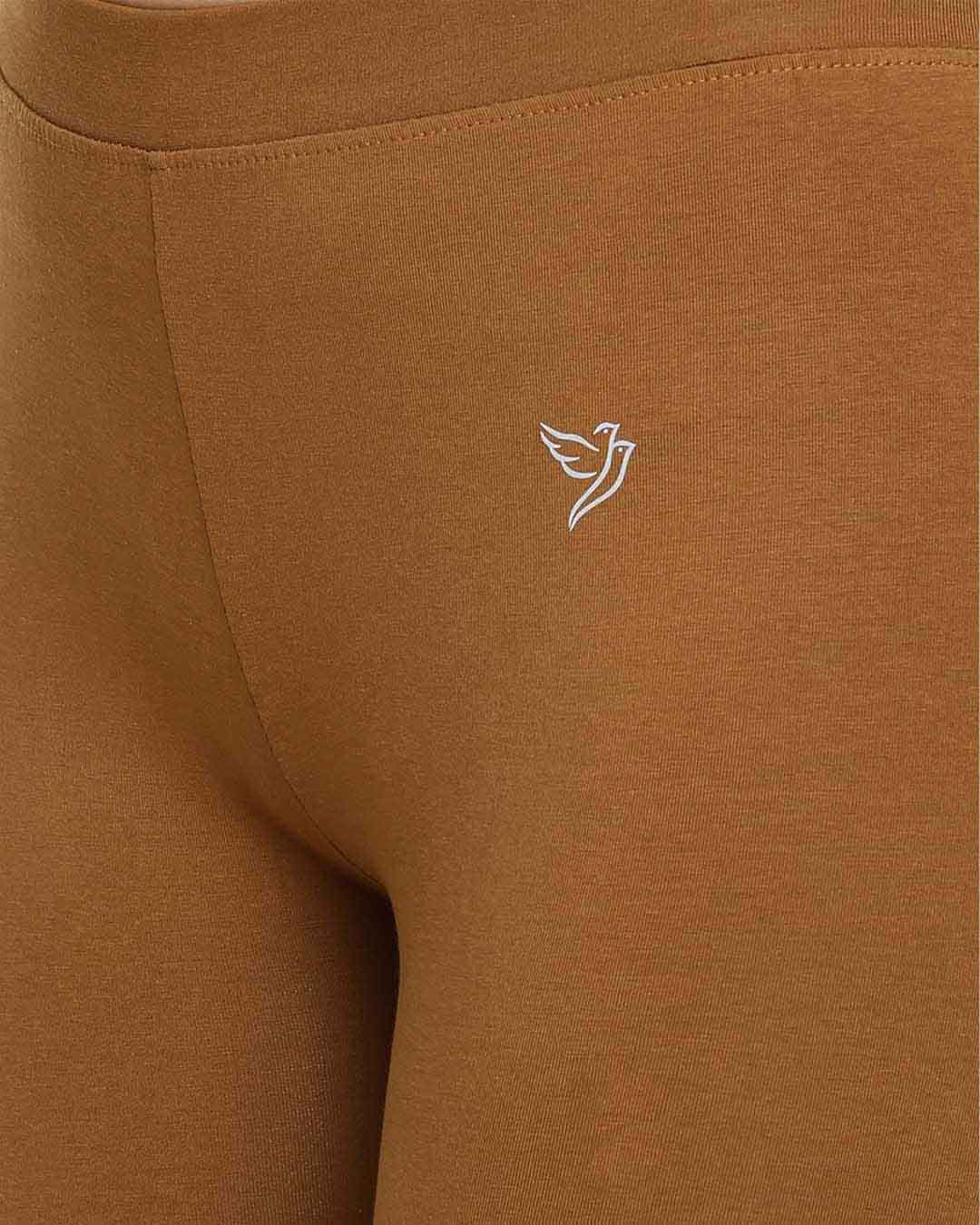 Luxury Golden Brown Cotton Ankle Legging  