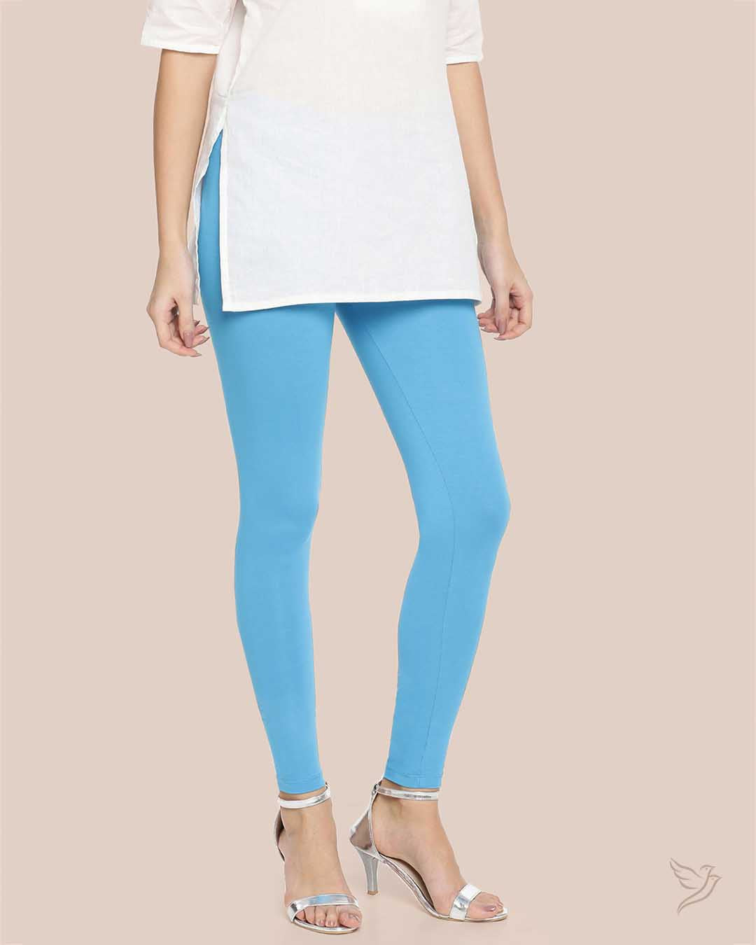 Grand Turquoise Cotton Ankle Legging for Women