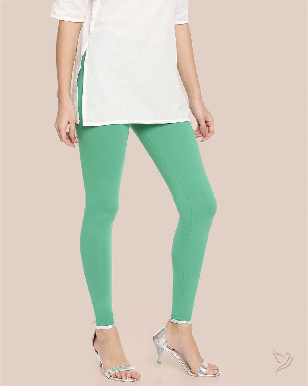 Green Grass Cotton Ankle Legging for Women