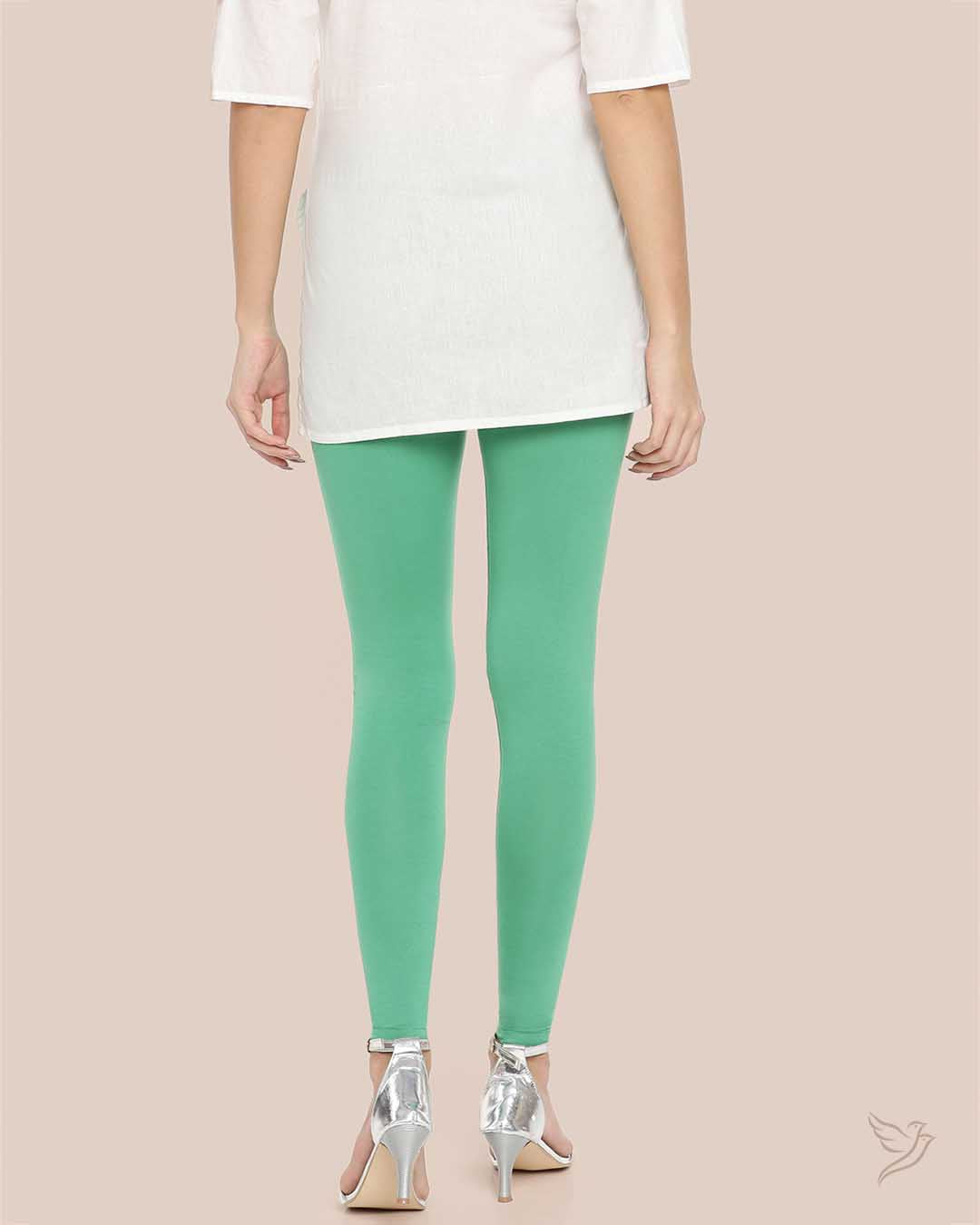 Green Grass Cotton Ankle Legging for College girls