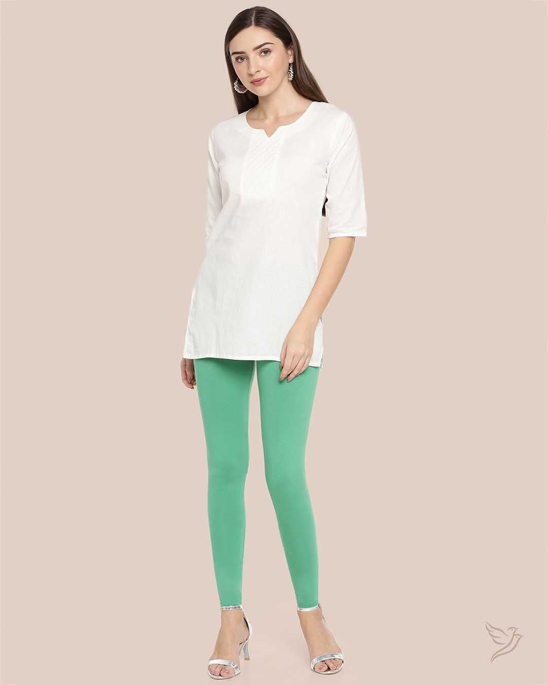 Stylish Green Grass Cotton Ankle Legging 