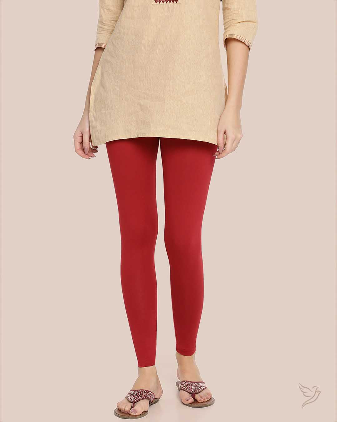 Luxury Lava Red Cotton Ankle Legging  