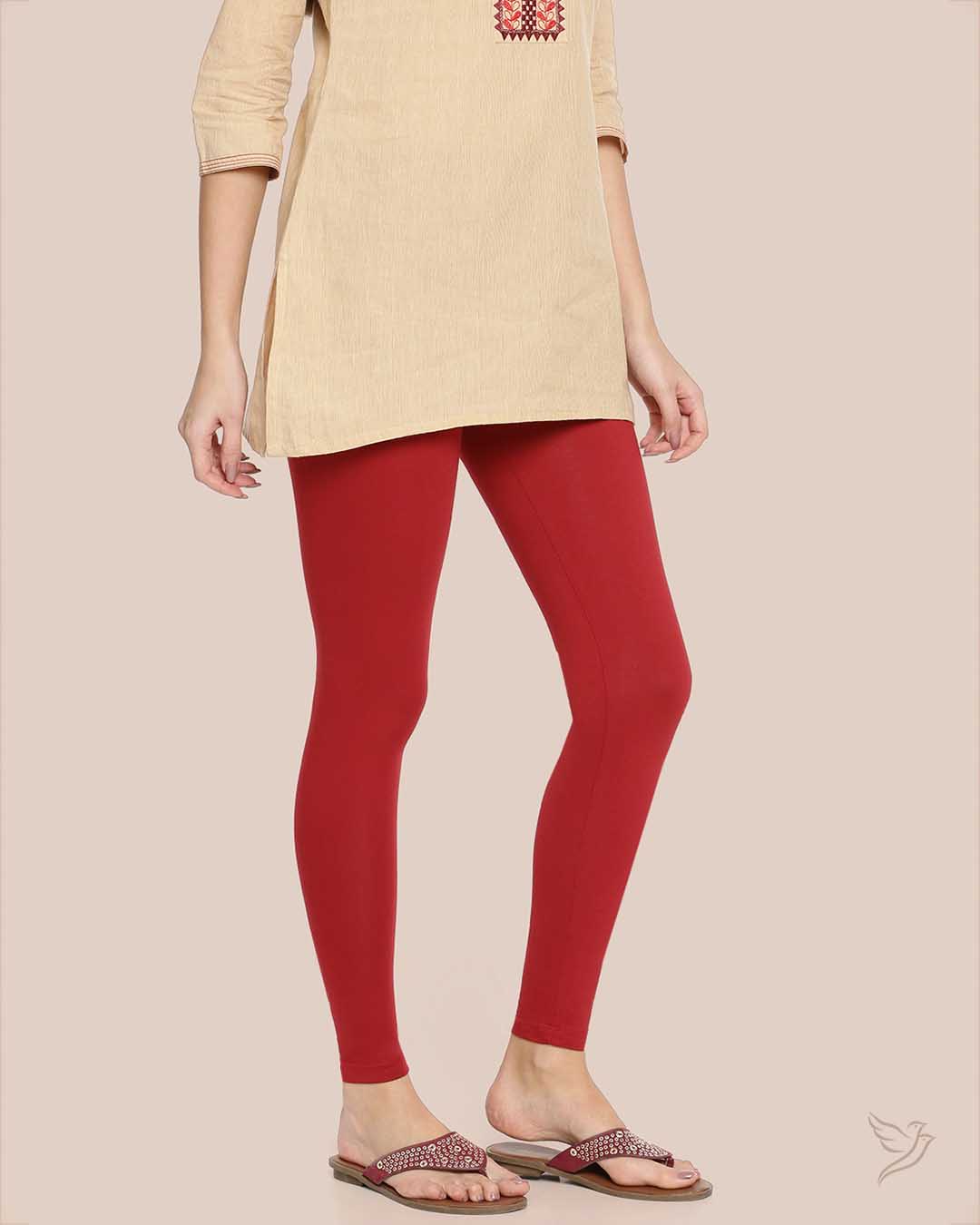 Lava Red Cotton Ankle Legging