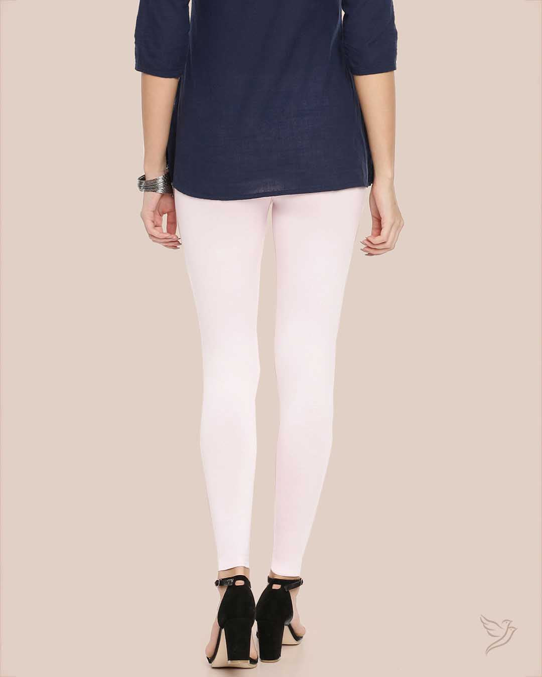 Mid Pink Cotton Ankle Legging for College girls