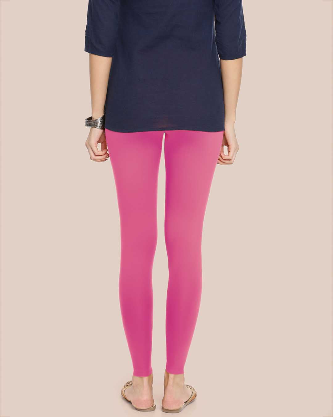 Mystic Pink Cotton Ankle Legging for College girls