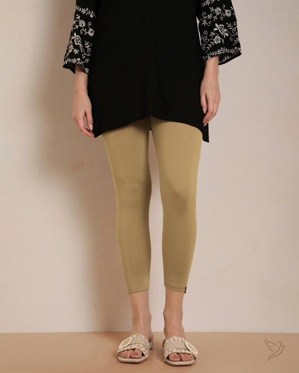 Viscose 7/8 High Ankle/Cropped Leggings - Sand Storm