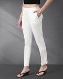 Solid Cotton Straight Pant - Cream De La Creme