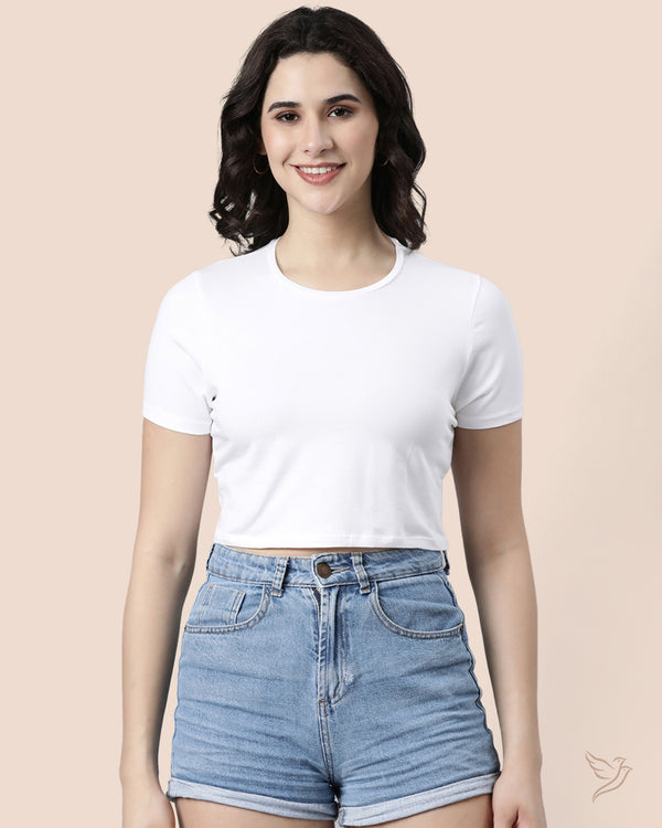 White Women Crop Top