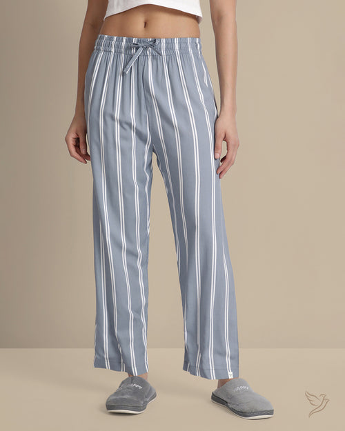 Striped Palazzo - Dusty Blue