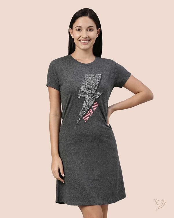 LT0009 - Grey Women Lounge Wear Long Tee