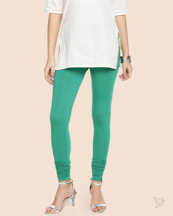 Lapis Green Women Viscose Churidar Legging