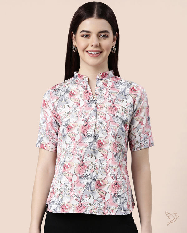 Women Placket Poly Top