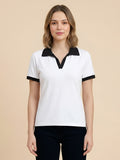 Contrast Collar Tee -  White