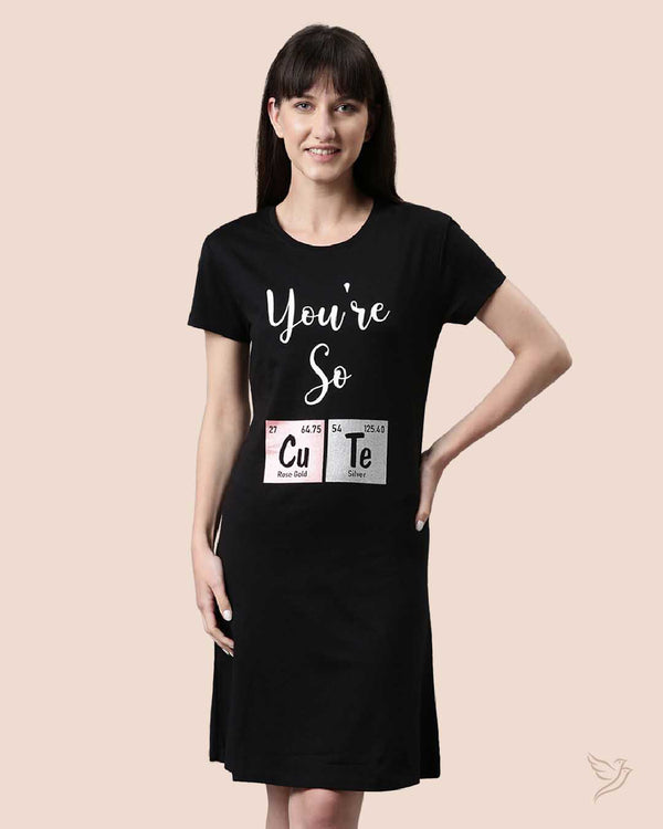 LT0013 - Black Women Lounge Wear Long Tee