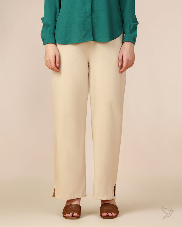 Relaxed Cotton Trousers - IvorySnow