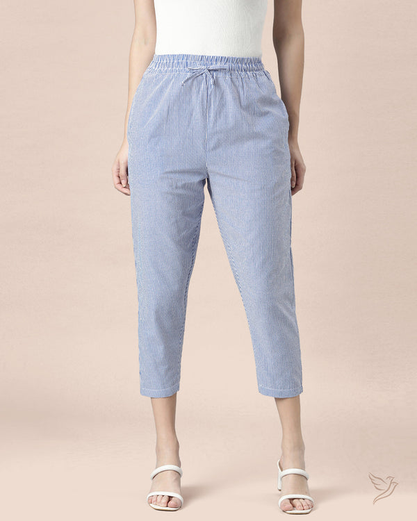 Women Striped Pant - Ink Blue