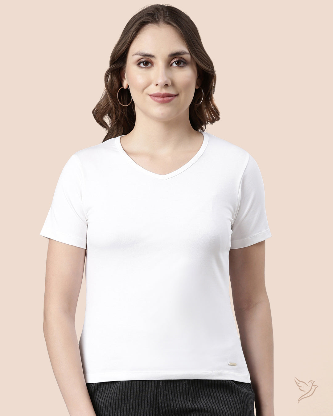 Buy White Women Stylish Basic Tee Online – Twin Birds Store