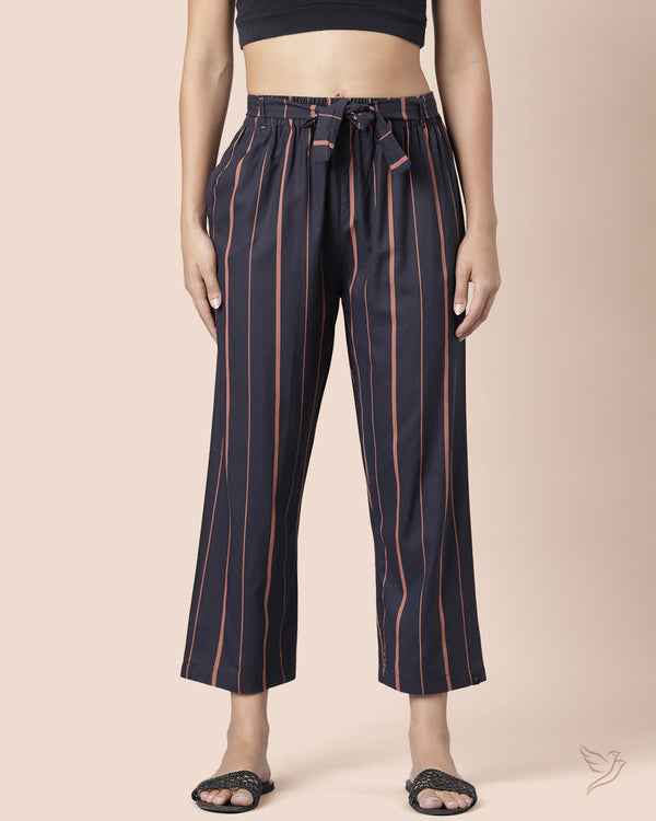 Knotted Striped Palazzo - Deep Navy