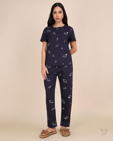 Space Printed Co-ord Set - Maritime Blue